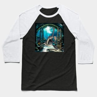 Cute little mermaid with seadragon. Baseball T-Shirt